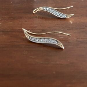 Elegant Gold and Diamond Wave Earrings